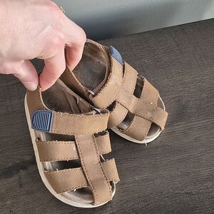 Cat & Jack Tan Kids Sandals with Blue Accent